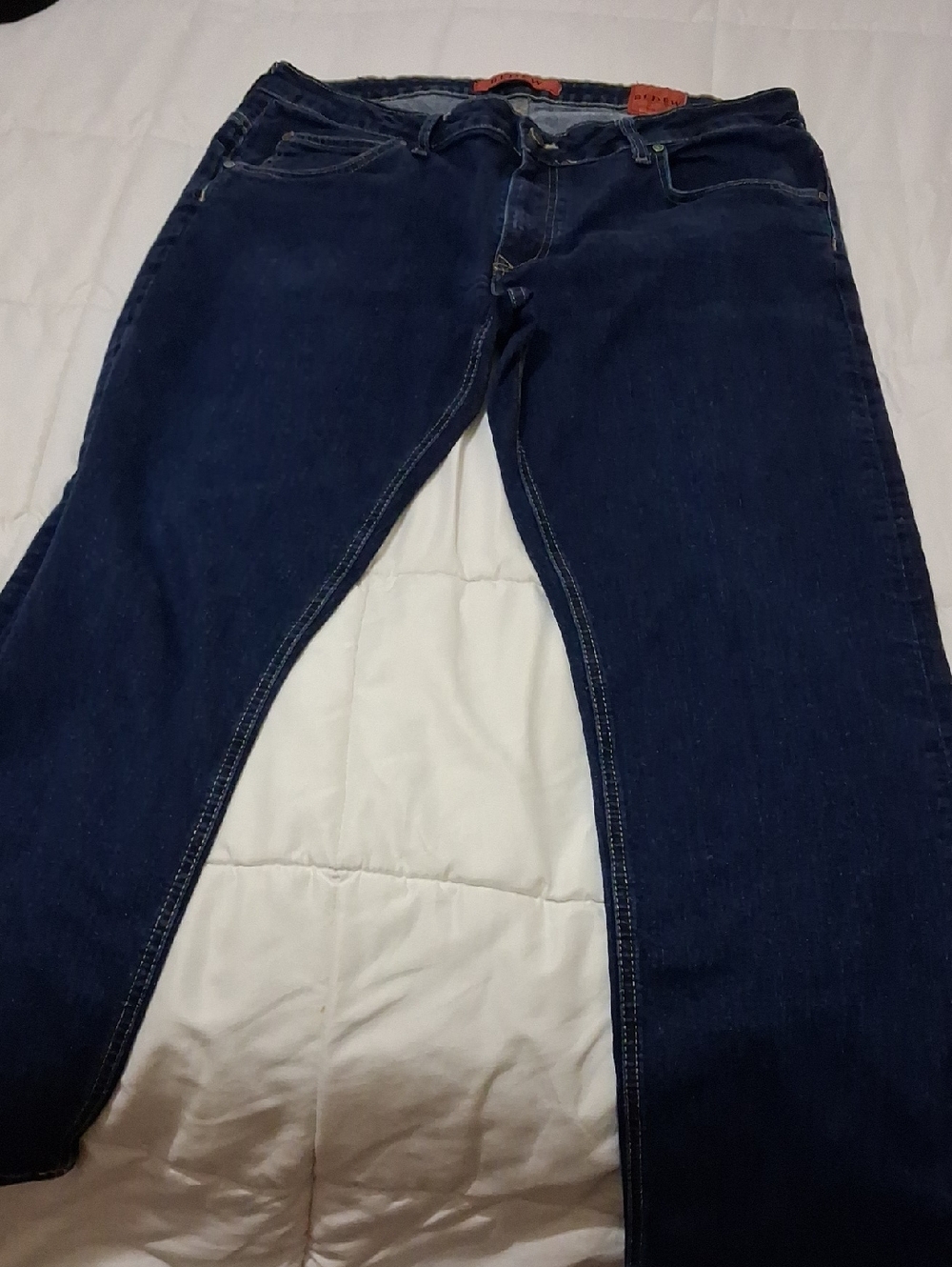 Mens Dark Blue Straight Leg Jeans 40/32by BEDEW
